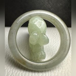 Size 8 natural Burma light green color Jadeite Jade ring 3.5mmx 3.4 mm